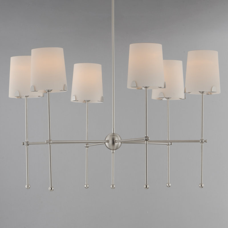 6 - Light Dimmable Classic / Traditional Chandelier, Satin Nickel
