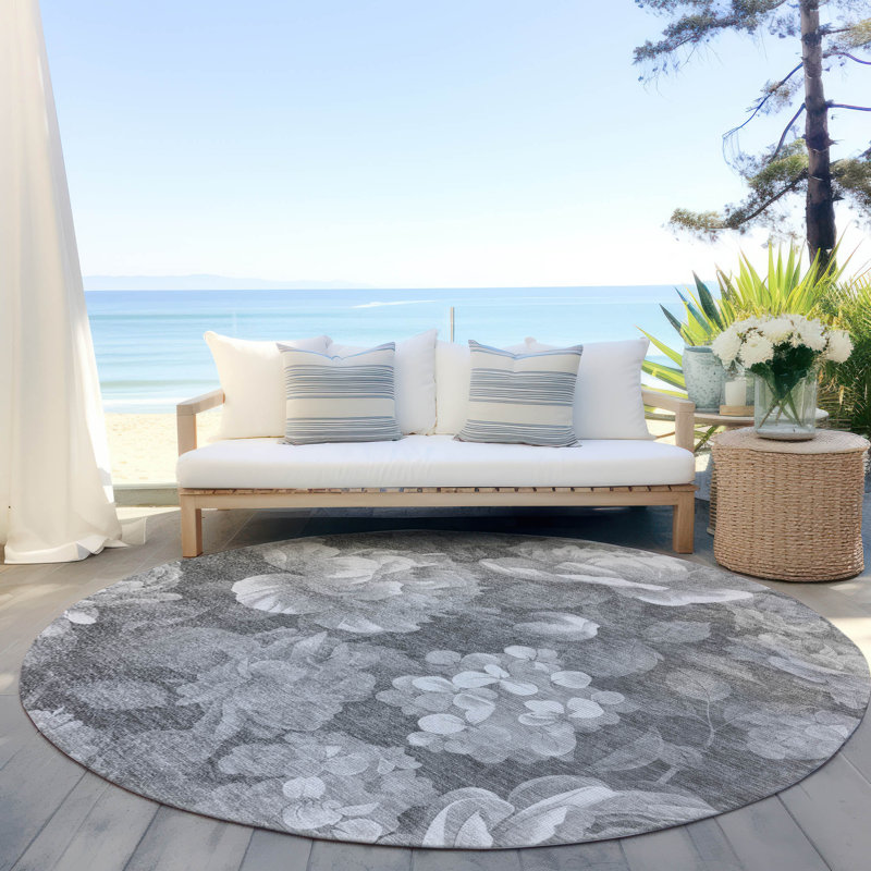 Tapis intérieur / extérieur gris Zaleenah, 2 pi 6 po x 3 pi 10 po