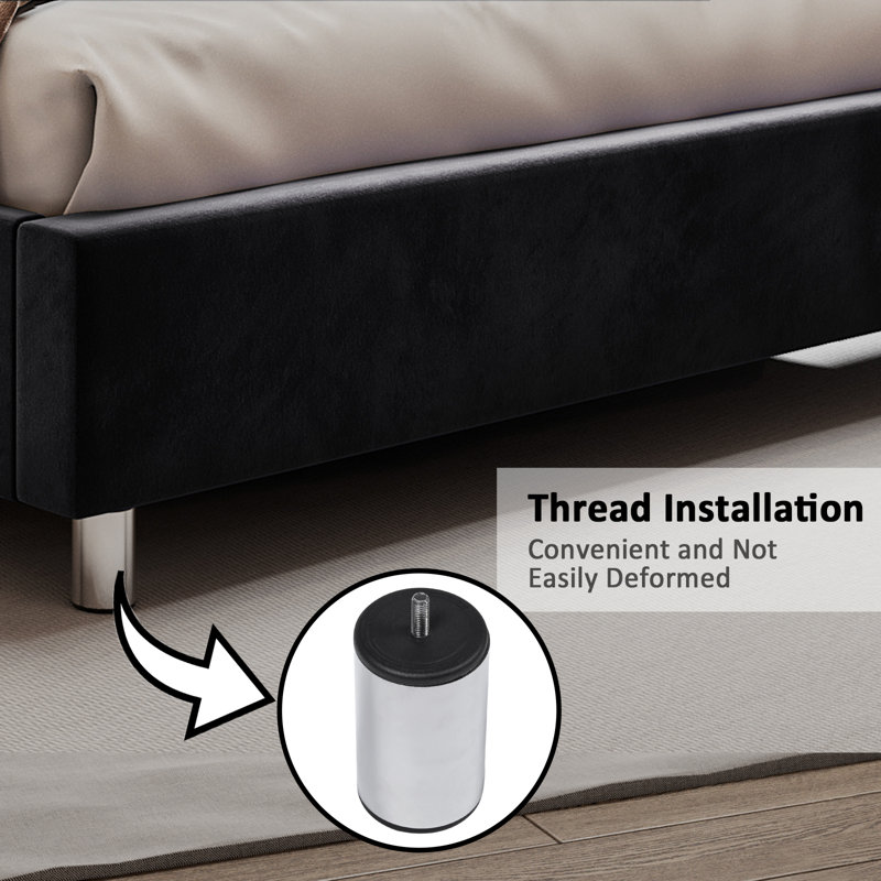 Addesyn Upholstered Platform Bed, King, Black