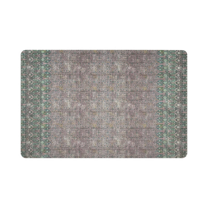 Iznik Vegan Leather Rectangle Pebble Placemat, Green/Pink