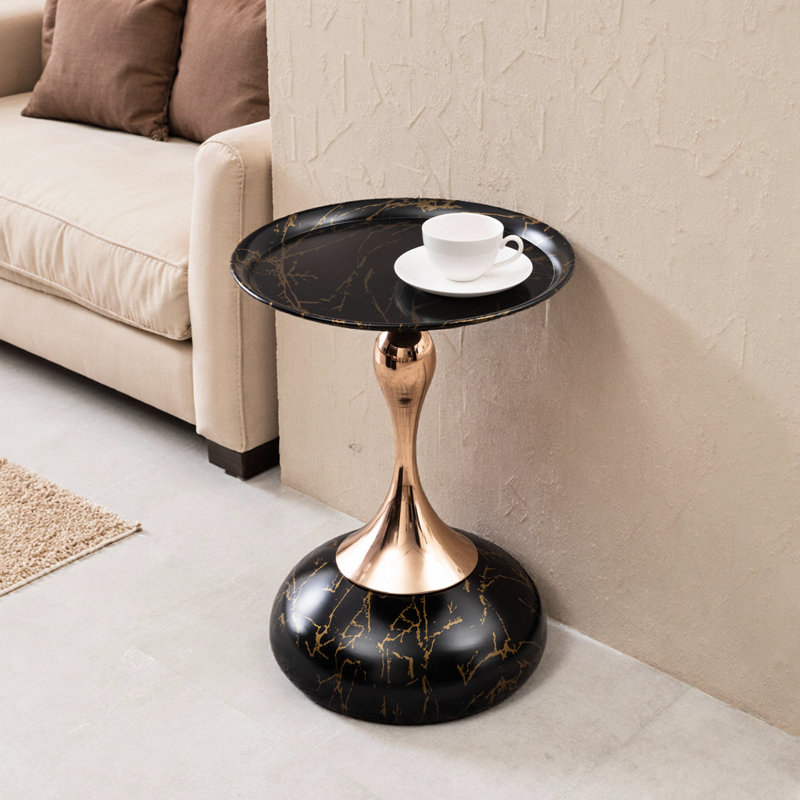 Table d'appoint ronde Ethereal Mermaid Tail - Table basse moderne en métal, Noir