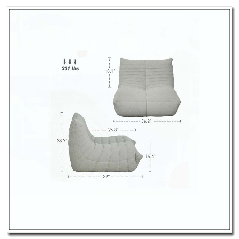 Fauteuil à billes, Polyester gris clair