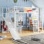 Lit mezzanine en métal avec bureau intégré, garde-robe ouverte, panier de basketball, glissade et escalier-110752085