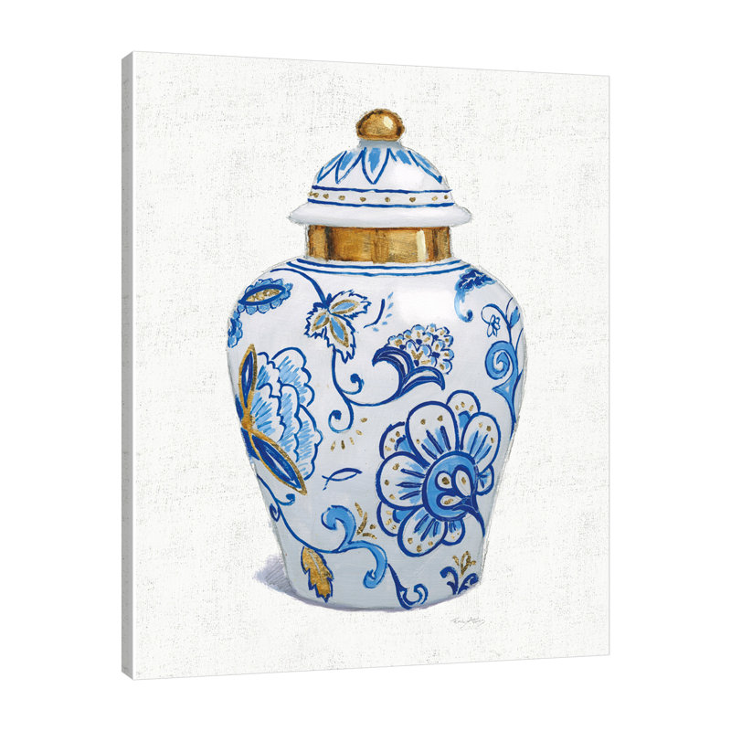 «Flora Chinoiserie II Textured», toile tendue par Emily Adams, H 40 po x l 32 po x P 1,5 po