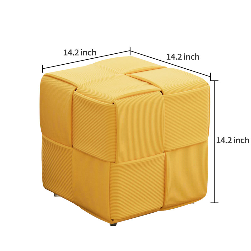 Tabouret carré en velours côtelé jaune, confortable pour la mise en place des pieds, haute résilience et fonction polyvalente pour le repos en tissu à la maison, lisse, plusieurs espaces polyvalents, stable