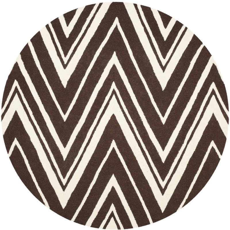 Sanyla Hand Tufted Wool Chevron Rug, Round 6'