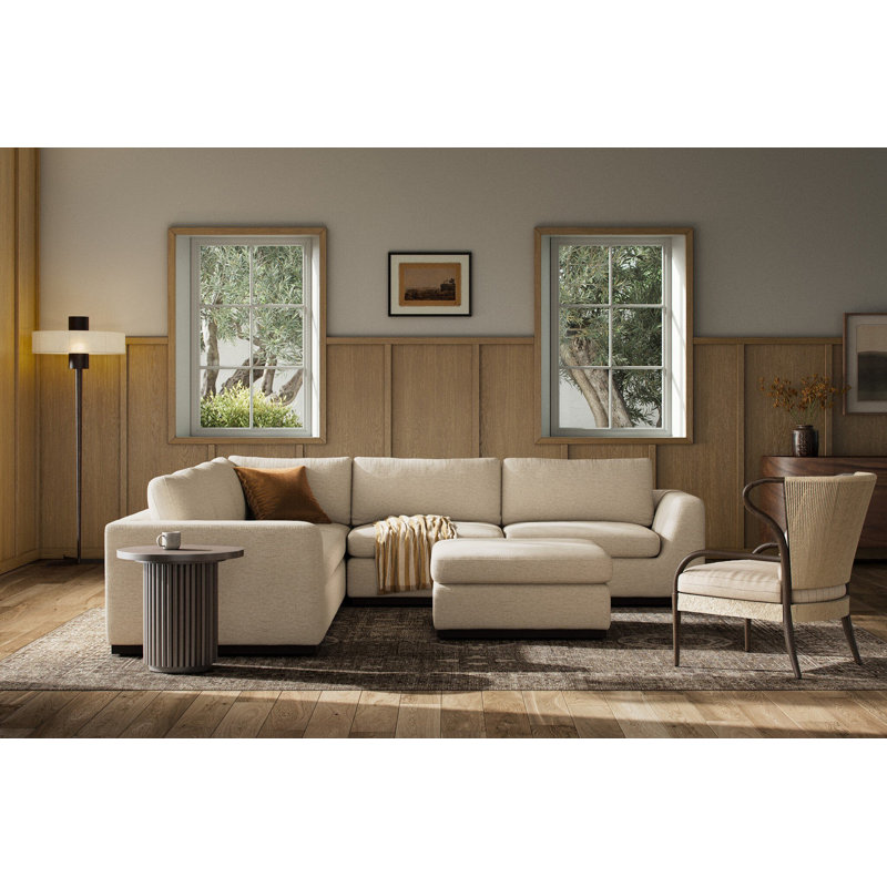 Colt Sectional with Ottoman, Crypton Nomad Snow Polyester Blend