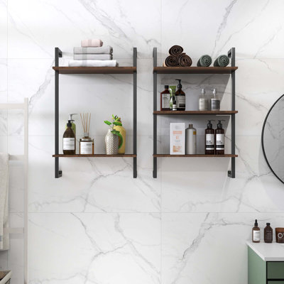 Rangement suspendu en bois à 3 niveaux et 2 niveaux pour salle de bain