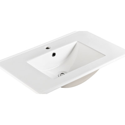 Dessus de meuble-lavabo en céramique, 30 po, lavabo blanc lustré, P 29,9 po x l 18,3 po H 6,7 po, et comptoir, fini, matériau