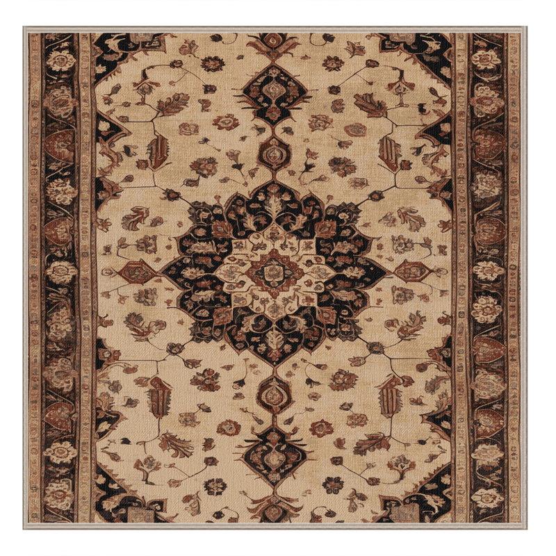 Tapis brun lavable à la machine, Carré 3 pi