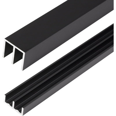 Aluminum Frame Shower Door Track Upper Rail - Black