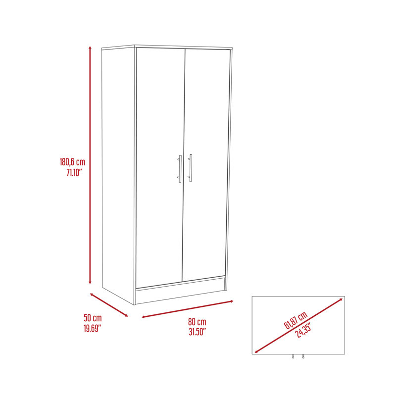 Rio Double Door Armoire, One Cabinet,  Hidden Drawer
