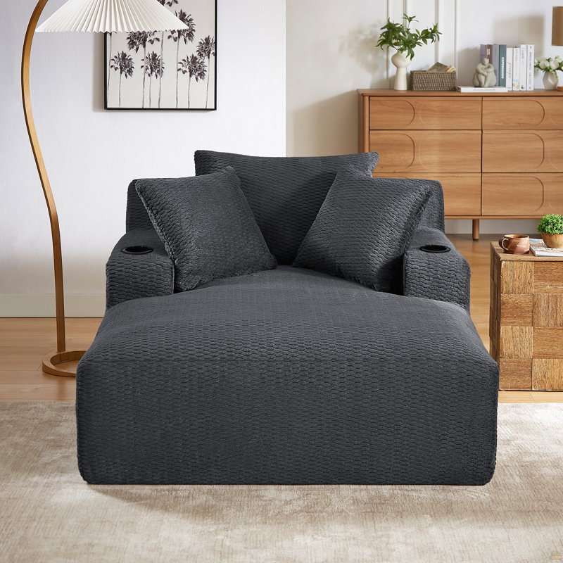 Chaise longue surdimensionnée d'intérieur, aucun assemblage requis, Gris