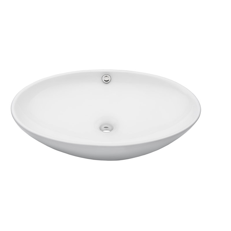 Bianco White Ceramic Oval Vessel Sink with Overflow