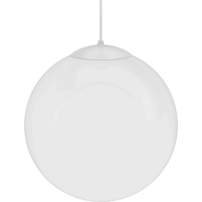  1-Light Indoor White 14" Globe Single Pendant with White Opal Glass Shade, 14" H x 14" W x 14" D