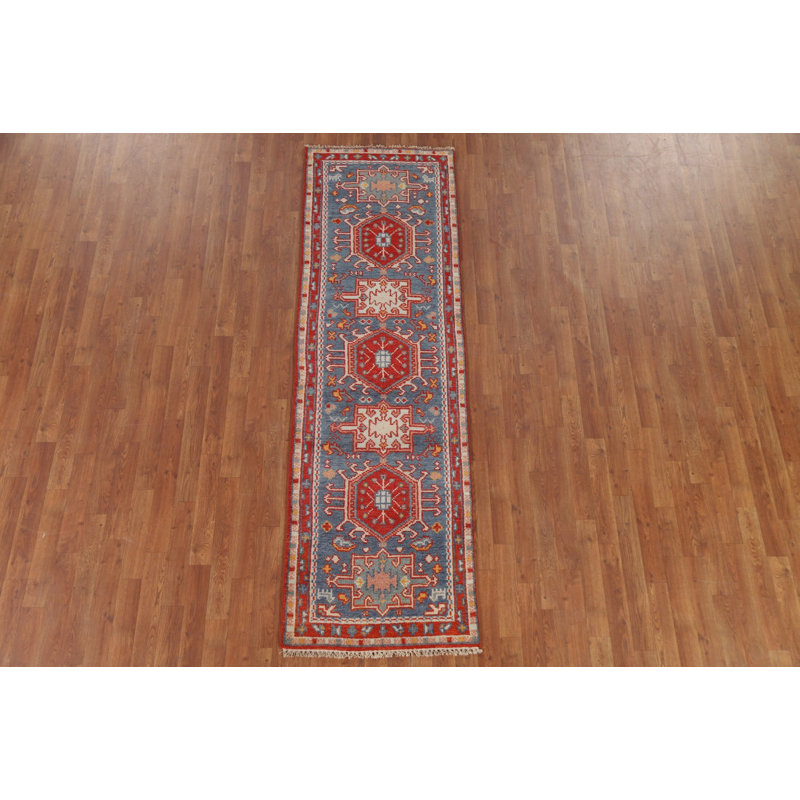 Tapis de couloir indien bleu 3x8
