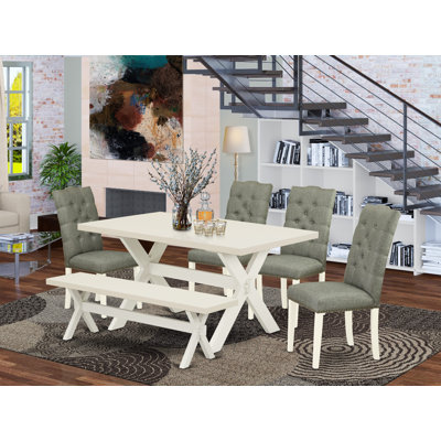 Aydrien 6 - Person Solid Wood Solid Wood Top Trestle Dining Set