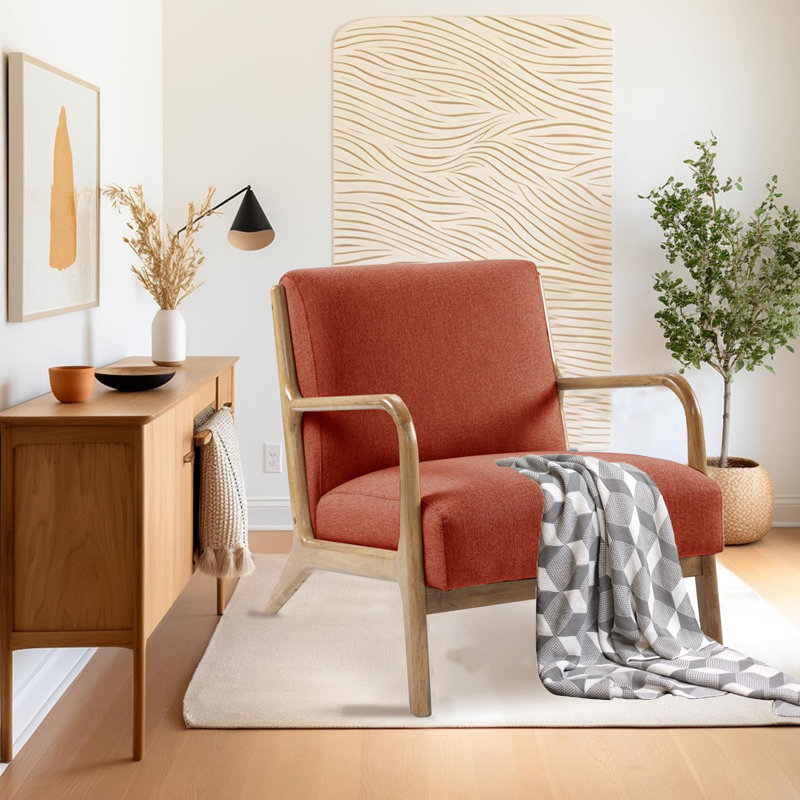 Fauteuil Leslea, Mélange de lin orange
