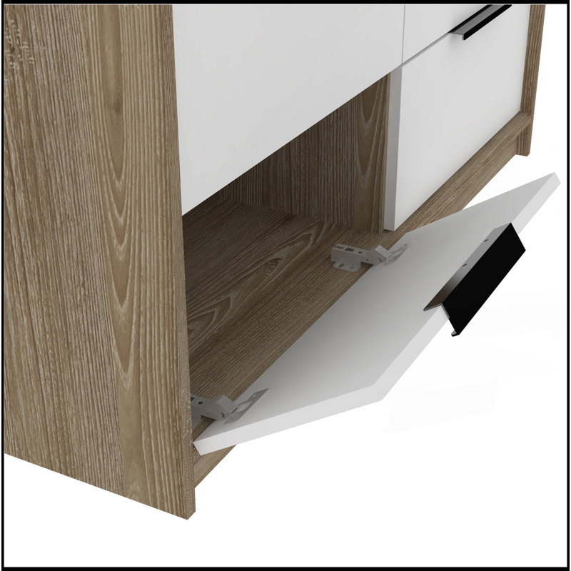 Commode à quatre tiroirs Marion, Naturel / Blanc
