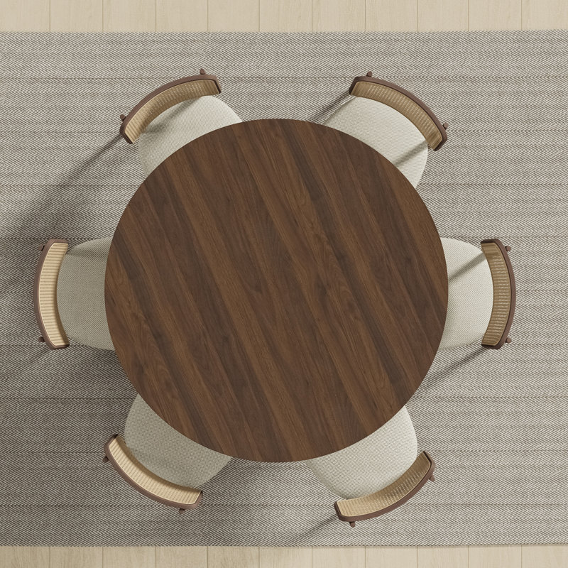 Soild Dining Table Round Kitchen Table, Brown Wood, 30"H x 52"L x 52"W