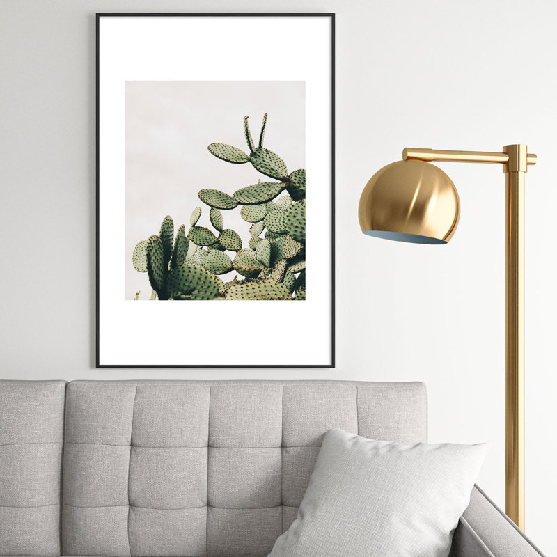 Cactus sur un ciel bleu - impression d'un seul cadre photo, H 36 po x l 24 po, Noir