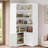 82.6" Corner Bookshelf with Doors, 6 Tier Large Corner Bookcase