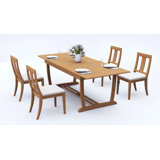 10 Seats 11 Pcs Grade-A Teak Wood Dining Set: 94" Double Extension Mas Rectangle Trestle Leg  Table And 10 Osborne Armless Chairs #11OS2100