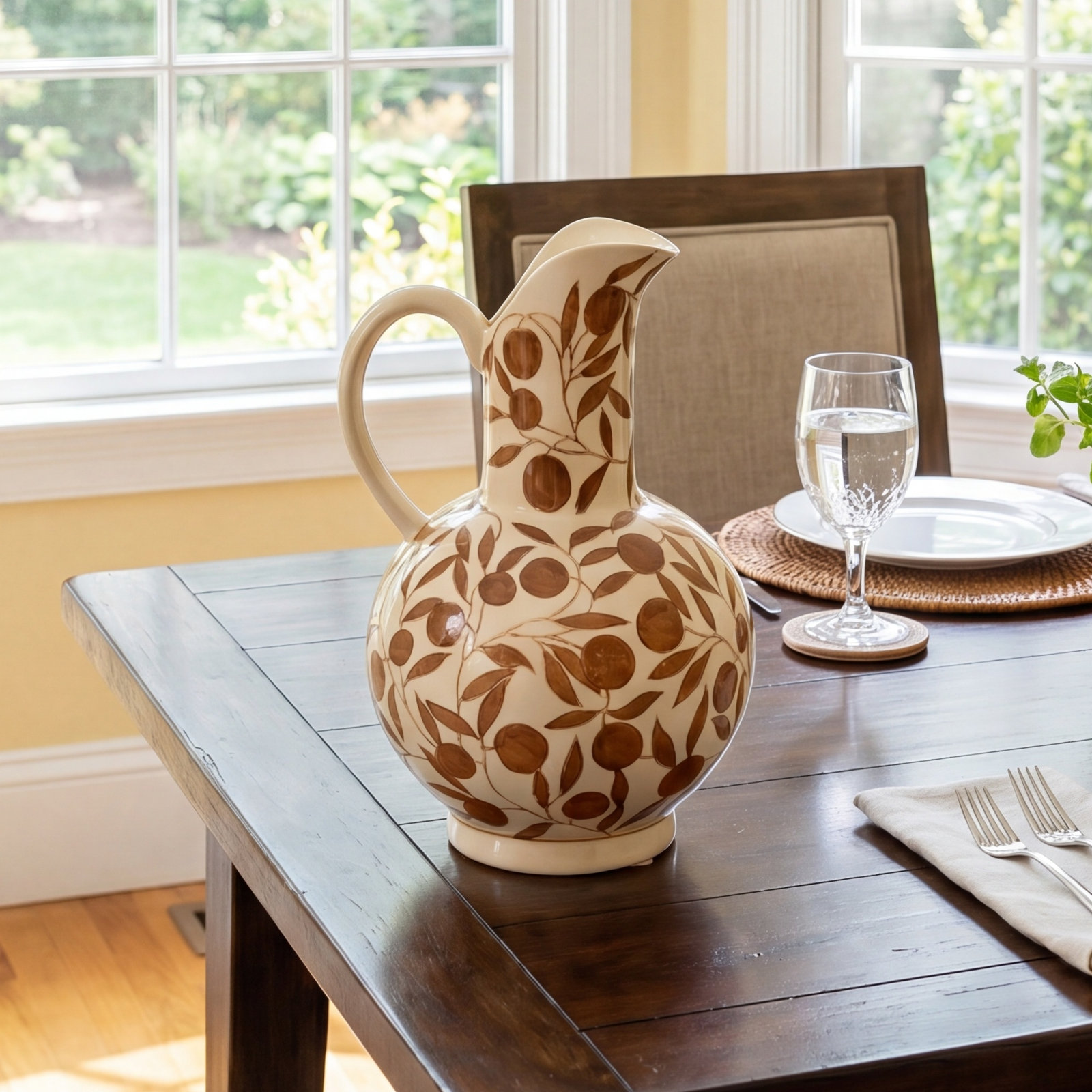 Alice Ceramic Decorative Urns and Jars, Brown/Cream