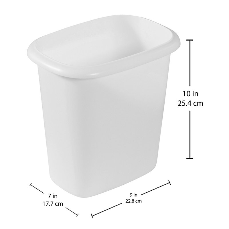 White Plastic Open Top Wastebasket Set for Indoor Use - 1.5 Gallons