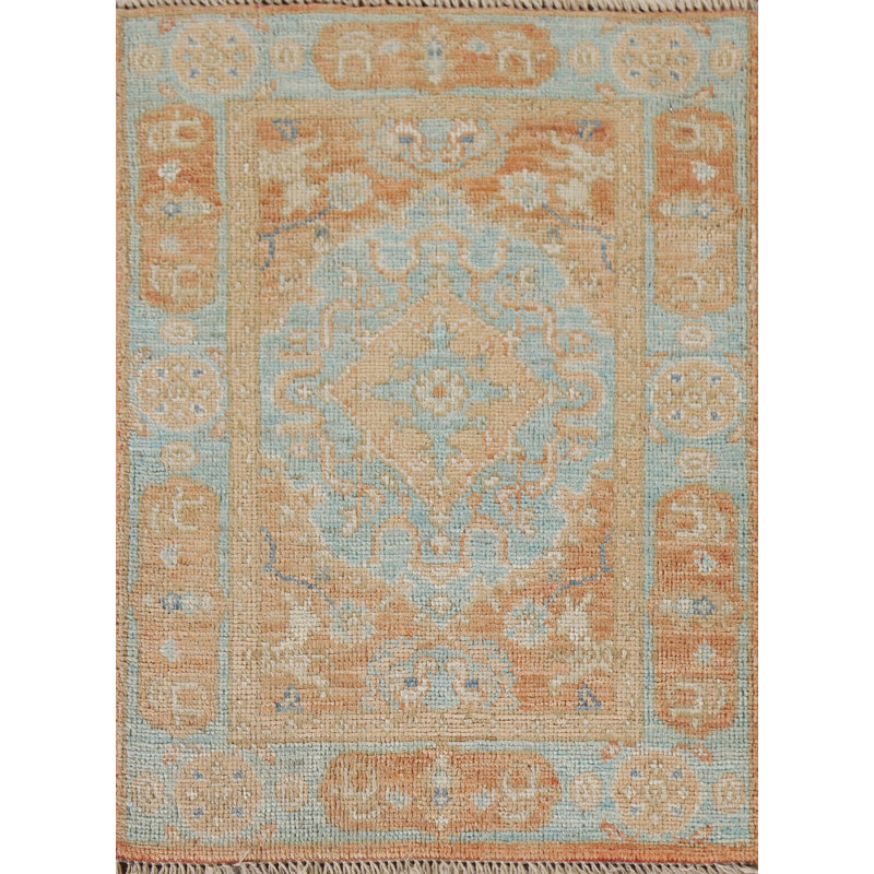 Tapis turquoise et orange Oushak