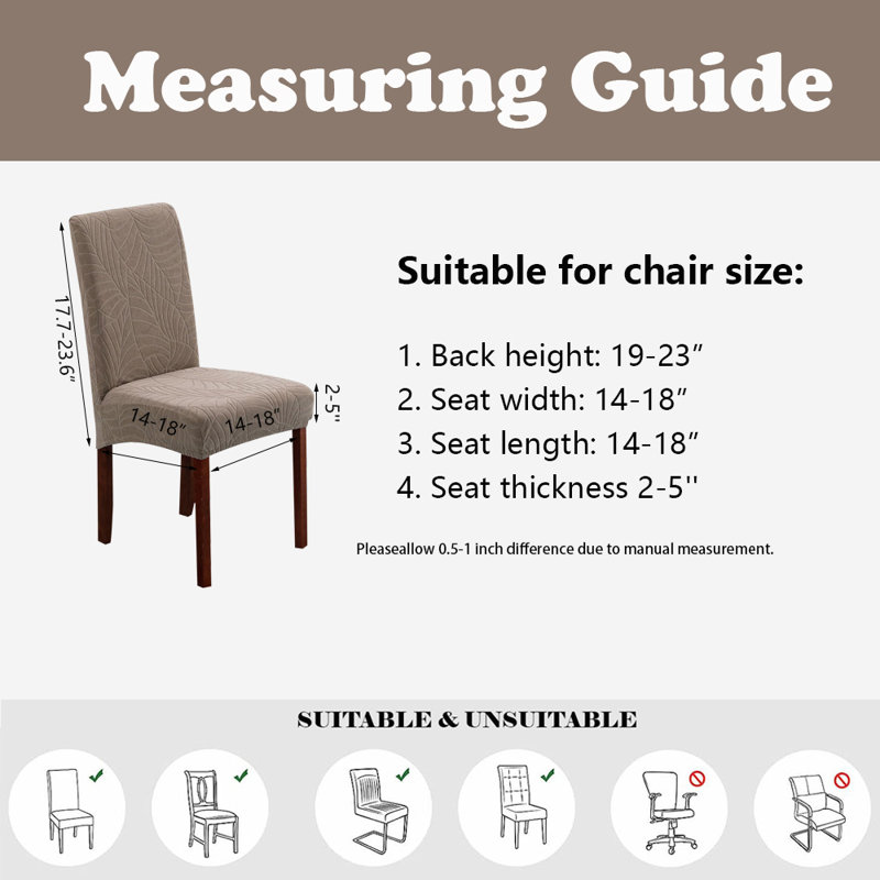 Housse de chaise de salle à manger, housse de chaise Parsons, imperméable, ensemble de 6, Taupe