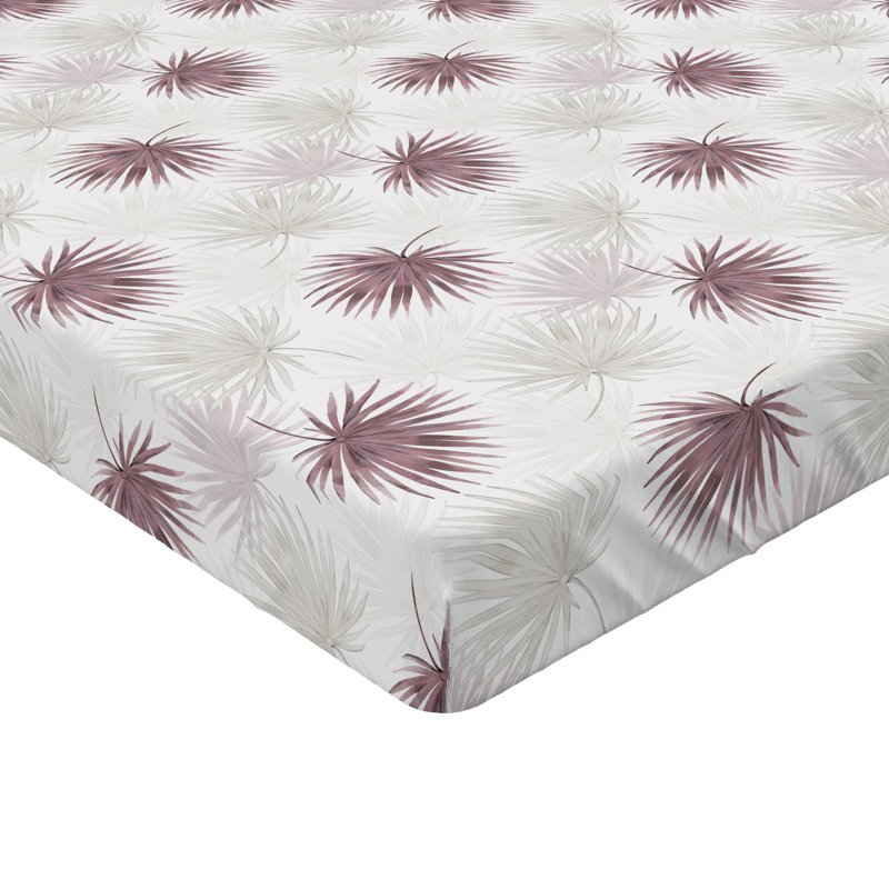 Drap-housse Ambesonne, Drap-housse de taille double, Aubergine, blanc, gris pâle / floral