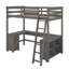 Lit mezzanine double avec bureau en U, tiroirs et tablettes-257538859