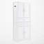 Grande armoire de rangement autoportante en lin blanche avec 3 tiroirs White