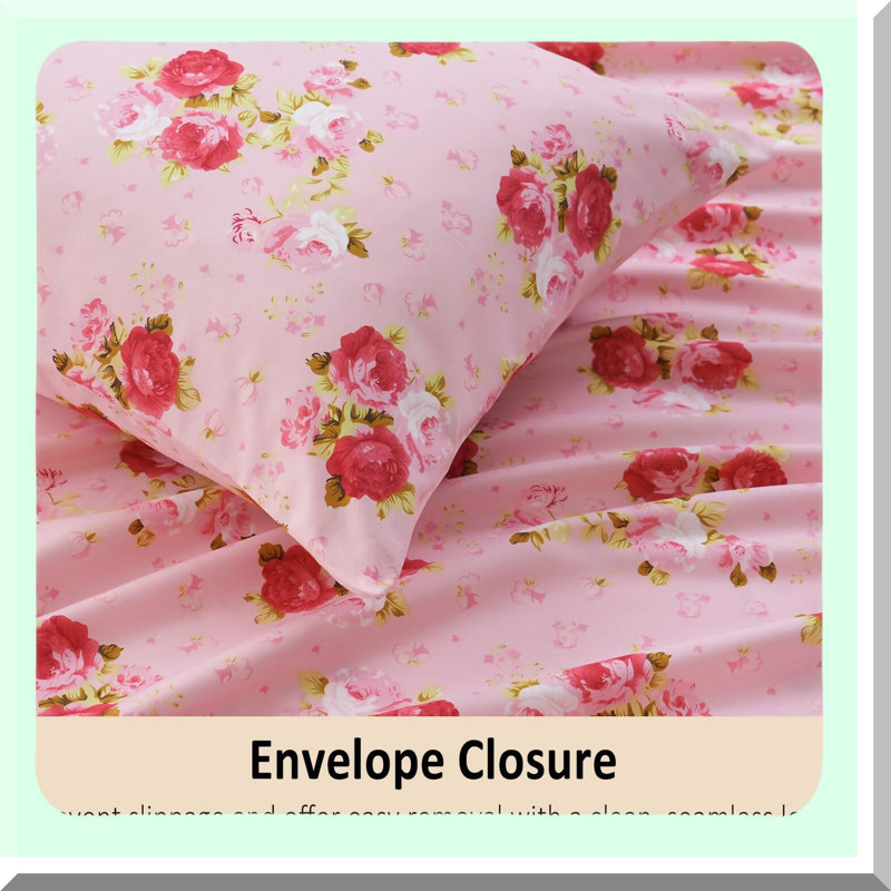 Floral Bliss Microfiber Sheet Set - Rose Patterned Bed Sheets - Ultra Soft & Comfortable - 16" Deep Pocket - 4 Piece Rose Flower Bedding
