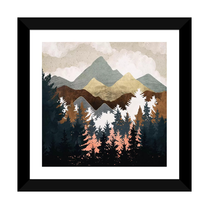 Vue de la forêt - impression, H 24 po x l 24 po x p 1 po, Blanc / aubergine / banane / brun clair / rouge br