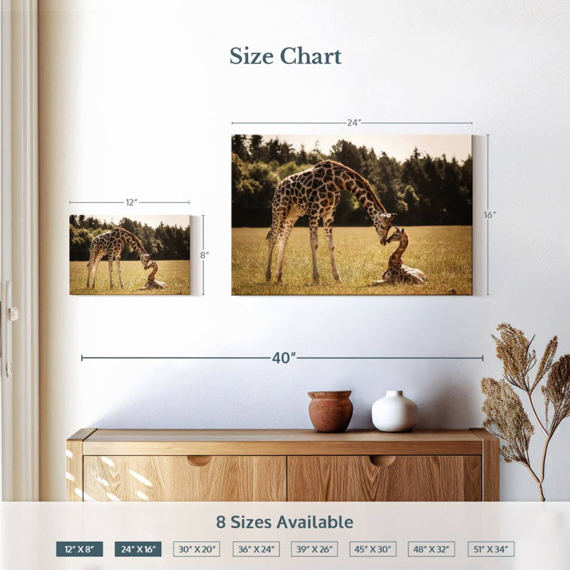 Brampt amoureux des girafes, H 16 po x l 24 po