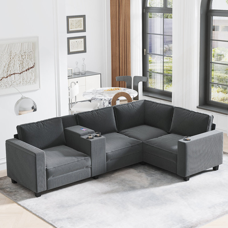 Canapé en L 4 places, 4, H 31,8 po x l 105,5 po x P 66,5 po