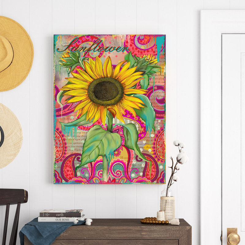 "Sunflower" Wrapped Canvas Graphic Art Print, 32" H x 24" W x 2'' D