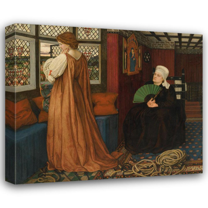 "Juliet and Her Nurse" par John Roddam Spencer Stanhope - Art mural sur toile tendue avec châssis, H 18 po x l 14 po