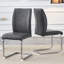 2 chaises grises foncées, une ligne simple, des pieds en métal arqués, une chaise arche de luxe en PU douce et portable - 2 sièges avec des pieds argentés stables