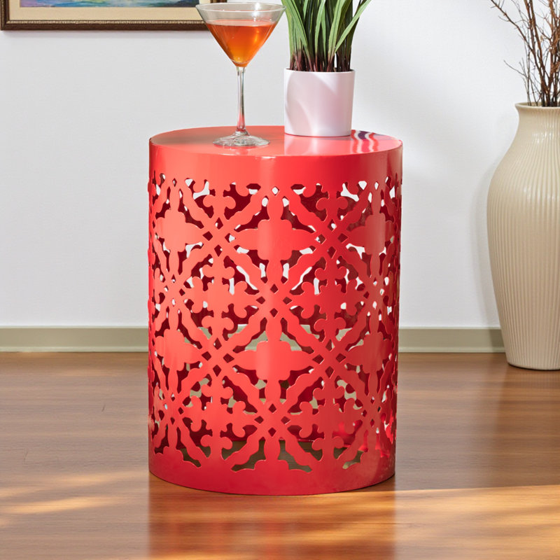 Table d'appoint d'extérieur en pin, H 18,05 po x l 12,82 po x P 12,88 po, Rouge