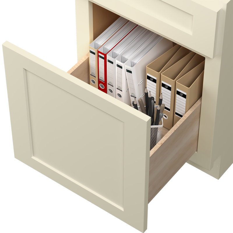 18"W * 29.5"H * 24"D Antique White Ready To Assemble 2-Drawer File Base Cabinet, Antique White