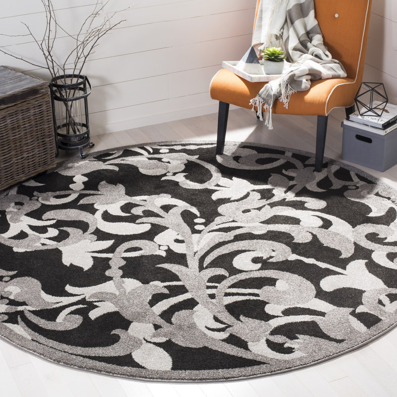 Tapis gris anthracite / gris clair Ammundsen, Rond 9 pi