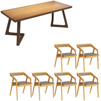 American style retro solid wood dining table set