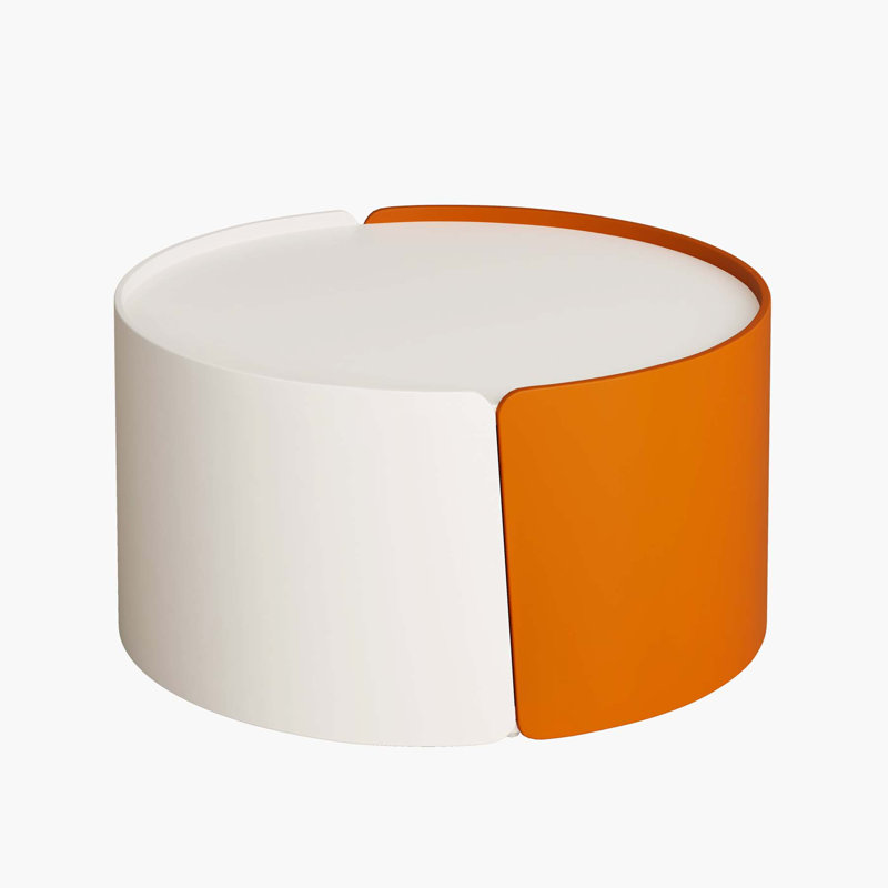 Nesting Coffee Table, Round Nesting Tables and End Tables for Small Space, Antique White/Orange