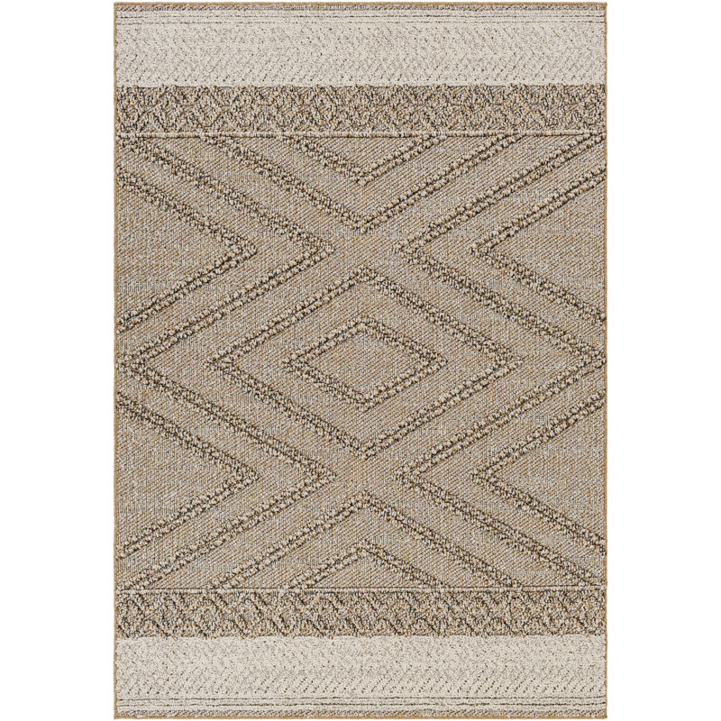 Tapis intérieur / extérieur brun Issel Southwestern, Rectangle 8 pi x 10 pi