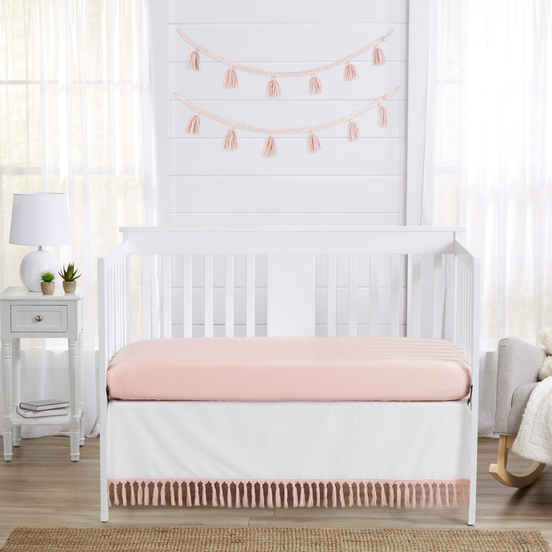 Volant 100% coton Boho Fringe, Blanc / rosé