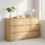 Commode 6 pour la chambre à coucher, commode 6 tiroirs moderne avec comptoir spacieux, armoire de rangement en bois avec poignées dissimulées et coins arrondis, commodes en bois pour la chambre à coucher, le salon, le bois