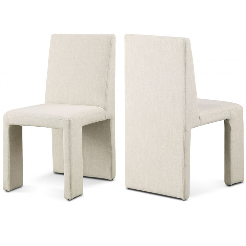 Chaise en tissu texturé Benson, Tissu beige texturé en lin